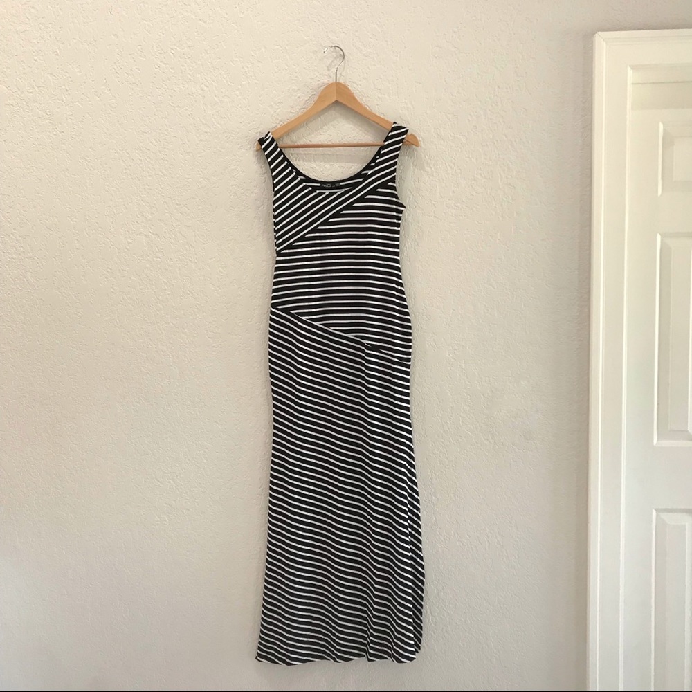 PattyBoutik Mama Striped Scoop Maxi Dress